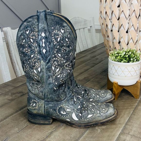 Corral Shoes - Corral Boots Leather Inlay Studded Boots 10M
